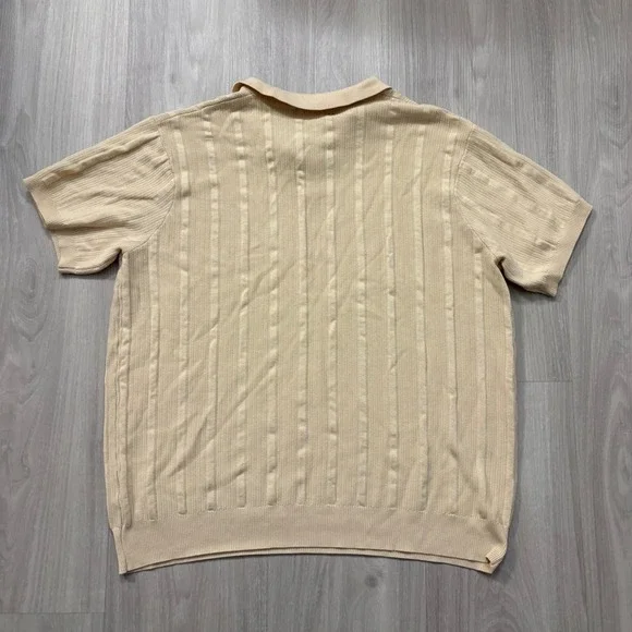 PJ Paul Jones Mens Polo Shirt Beige Textured Knit Short Sleeve Casual Golf XL - Picture 2 of 14